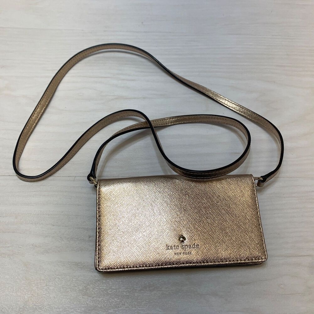 Kate Spade Rose Gold Phone Wallet Crossbody Purse Clutch